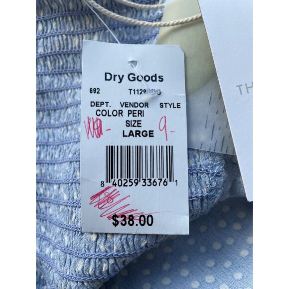 Thread and Supply Crop Tank Top Size Large Smocked Polka Dot Periwinkle Blue NEW - Picture 5 of 10